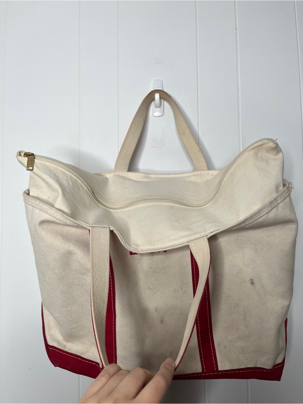 L.L. Bean Boat and Tote "ERIN" Classic Canvas Tote Bag with Red Trim - Picture 11 of 11